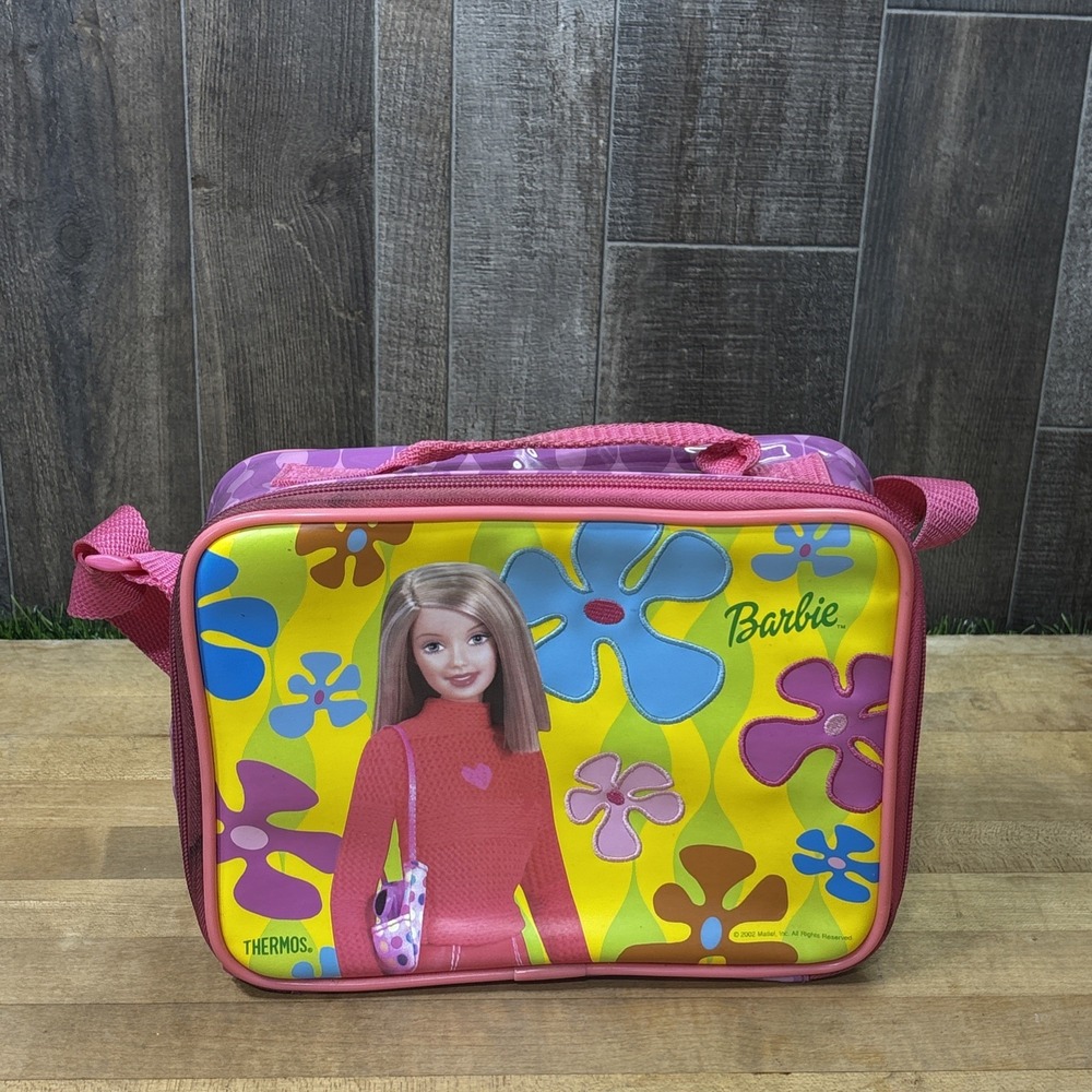 Vintage 2002 Barbie Thermos Lunch Box Pink Floral Retro Y2K No Thermos